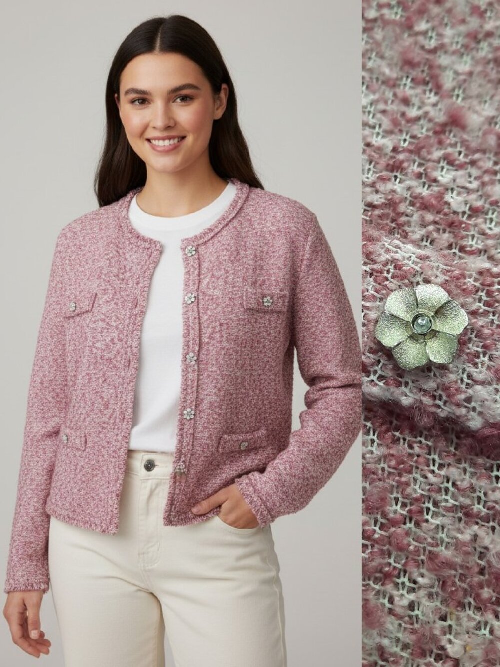 Y2K flower button cardigan - Fashion Bug brand